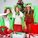 Jecery 4 Pcs Christmas Green Furry Costume Outfits for Women Lime Cloak Cape with Red Tutu Skirt Green Heart Dangle Earrings Furry Hair Bow Headband for Xmas Holiday Halloween Party