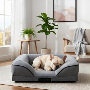 Orthopedic Egg-Shaped Sponge Dog Bed Small Size Dog with Sides, Removable Cover and Non-Slip Bottom (Grey, 24 * 18 * 6)