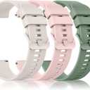 Tobfit 3 Pack Sport Band for Fitpolo/Quican/Aeac/Tensky ID208 Plus Smartwatch,Soft Replacement Silicone Band for Fitpolo/Quican/Aeac/Tensky ID208 Plus Smartwatch Men Women (Starlight/Rose Pink/Olive Green)
