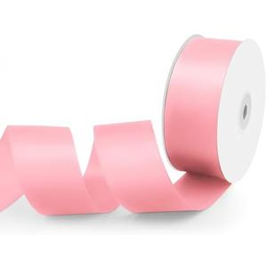Isaspire 1-1/2" Width x 50 Yards Satin Fabric Ribbon, Light Pink Ribbon Perfect for DIY Bows, Swags, Gift Wrapping, Craft, Flower Bouquet，Christmas and Party Decoration, 3 Pack
