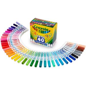 Crayola Ultra Clean Washable Markers (40ct), Broad Line Colored Markers for Kids, Coloring Book & Art Marker Set, Gifts for Kids. Ages 3+