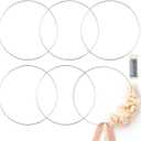 6 Pack Floral Hoop 24 Inch Metal Rings for Crafts Macrame Rings Hoop Wreath Dream Catcher Rings DIY Wreath Candle Rings Wreaths Craft Hoops Big Floral Ring for DIY Centerpiece Table Decoration, Silver