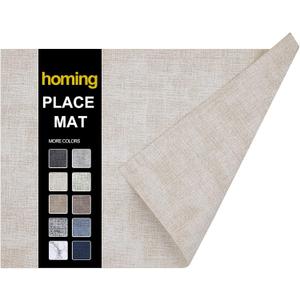 Homing Faux Leather Heat Resistant Placemats 6 Packs, Waterproof Wipeable Dining PU Place Mats for Indoor & Outdoor, Easy to Clean, Beige