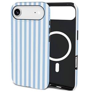 Mokiy TPU Phone Case for iPhone, MagSafe Wireless Charging Compatible, Shockproof Slim Fit Protective Cover with Anti-Yellowing & Raised Camera Protection (Blue Stripe, iPhone 17 Air(6.5"))