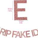 5 x 21st Birthday Decorations for Her, Pre-Strung RIP FAKE ID Banner -Rose Gold Glitter, Happy 21 Year Old Party Birthday Sign gifts