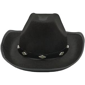 4E's Novelty Black Cowboy Hat for Men & Women - Felt Studded Black Cowgirl Hat for Women Western Themed Party, Cowboy Costume Accessory for Adults 2Pack