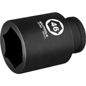 BILITOOLS 3/4" Drive Deep Impact Socket 46mm, Metric, CR-MO Steel, 6 Pt. Impact Grade Heavy Duty Large Axle Nut Socket