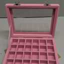 Velvet Jewelry Box 24 Grid Jewelry Ring Display Organiser Box Tray Holder Earrings Storage Case for Girls Wife Mom Women (Pink)
