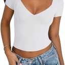 Reoria Women's Sexy Long Sleeve Going Out Tops Pleated Bustier Shirt Cute Sweetheart Neck Y2K Cropped Top, XL