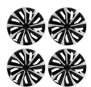 ABX Hubcaps, 15 inch hubcaps Set of 4, Wheel Rim Cover ABS Material, Snap On Car Truck SUV Replacement, for Toyota Camry Nissan Mazda etc, Black & Silver