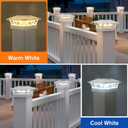 APONUO Solar Post Cap Lights 6 Pack - 4x4 5x5 6x6 Fence Post Lights, Auto On/Off, Waterproof IP64, 2-Mode (Warm/Cool White), Deck Patio Yard Solar Light for Wood & Vinyl Posts, White