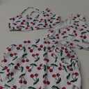 Floerns Girl's 3 Piece Swimsuit Cherry Print Cute Bikini Set with Cover Up Skirt (White Multi)