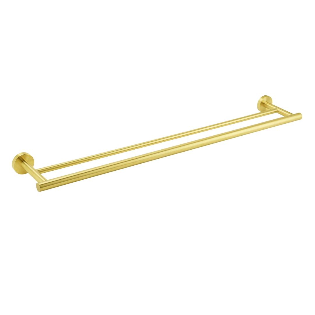 Brushed Gold Round 750mm Stainless Steel Double Towel Rack Holder Hanger Rail Brushed Gold Round 750mm Stainless Steel Double Towel Rack Holder Hanger Rail