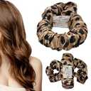 Heatless Hair Curler, Hair Curlers Overnight to Sleep In, Heatless Curling Scrunchie for Women Soft Silk Lazy Rollers Headband for Long Hair Overnight (Leopard print color, 1PCS)