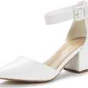 DREAM PAIRS ANNEE Pointed Toe Low Chunky Heels Pump Shoes (7)