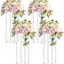Geetery 4 Pieces Tall Acrylic Vase Wedding Centerpieces Clear Flower Stand Column Geometric Floral Vase Elegant Display Holder for Birthday Party Wedding Table Decorations (20 Inch)