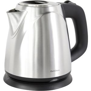 ChefsChoice Electric Kettle 1500 Watts Cordless Compact Water Boiler Features Stainless Steel Construction Boil Dry Protection & Auto Shut Off Easy Pour, 1-Liter, Metallic (Silver)