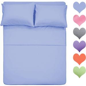 Best Season 400 Thread Count Cotton Queen Size Sheet Set (Baby Blue Color) 4 Piece - 100% Long Staple Cotton Sheets Set, Pure Cotton Bed Sheets Sets with Deep Pocket fit Upto 16 inch