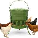 Metal Chicken Feeder No Waste, 20 Lbs Large Automatic Chicken Feeder with 12 Ports, Adjustable Height Poultry Feeder with Lid & Handle, Rat Proof Rust Proof Feed Box for Poultry & Backyard Chickens