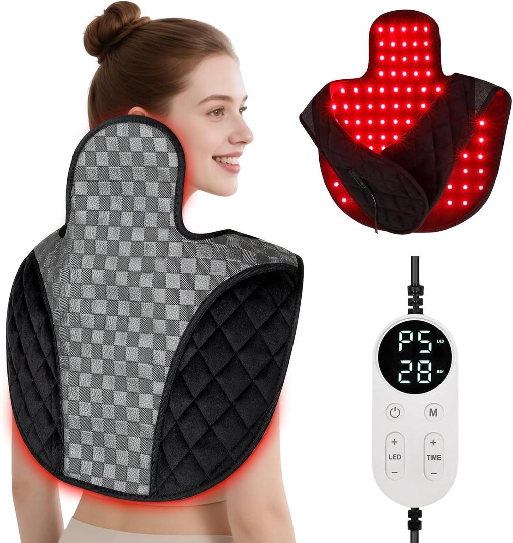 Cholas Red Light Therapy for Body, 3-in-1 Near Infrared Red Light Therapy for Shoulder Back Neck, 660nm and 850nm Wearable Red Light Pad with 3 Light Modes, for Office Home Use,Gift for Men Women