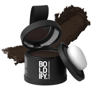 BOLDIFY Hairline Powder - Root Touch Up Hair Color for Gray Coverage - Bald Spot Concealing Hair Powder for Women & Men - 24-Hour Stain-Proof - Dark Brown (0.14 Ounce (Pack of 1))
