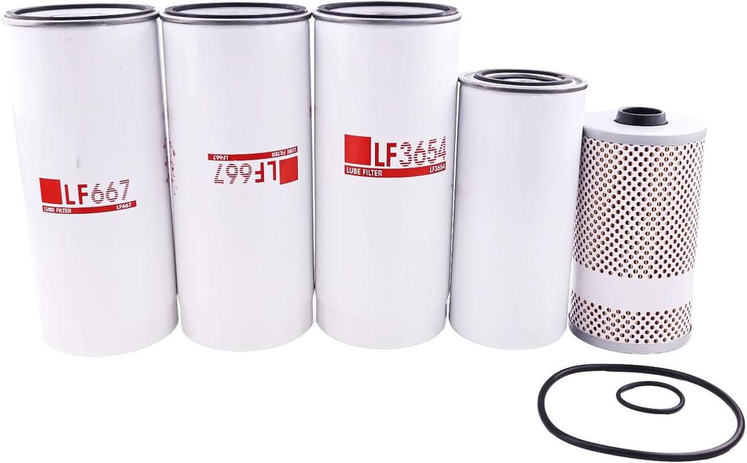 Oil Filter Oil Change Kit LF667 FF5272 LF3654 FF5369 21937298 Compatible With Volvo D12 D13 and Cummins Engine Replace for Fleetguard