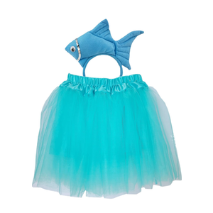 2 Pieces Fish Goldfish Marine Life Sea Animal Costume Headband and Tutu for Halloween Dress Up