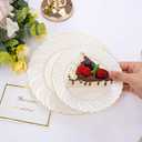 U-QE 100 Piece Ivory Scalloped Plastic Plates for Party with Gold Rim - Plastic Party Plates Disposable Heavy Duty - High End Disposable Plates Include 50pcs Dinner Plates 9"&50pcs Dessert Plates 6.5"