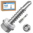 300Pcs Self Tapping Screws, Sheet Metal Screws #8x3/4, Self Drilling Screws for Metal with Hex Washer Head