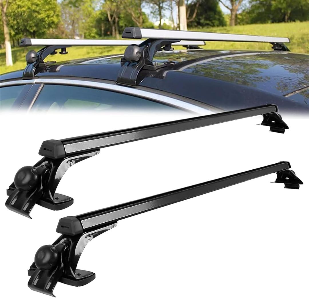 Universal 48" Car Top Roof Rack Cross Bar Luggage Cargo Carrier w/ 3 Types of Clamps, Black Aluminum, 165 lb Loading Capacity