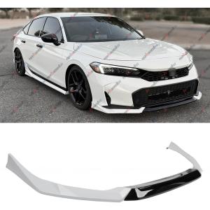 Front Lip Compatible with Honda Civic Sedan & Hatchback 2025 2026, Front Bumper Air Dam Chin Splitter Body Kit (Glossy Black + White)