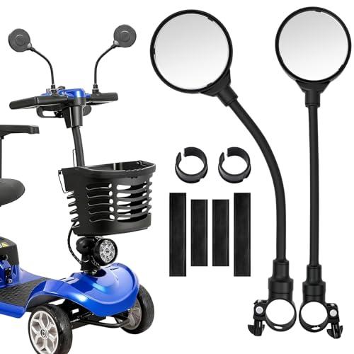 2PCS Mobility Scooter Rear View Mirrors, Adjustable 360° Rotating Electric Scooter Rear View Mirrors for Elderly,Universal Fit Wheelchair Accessories(Remove Protective Film Before Use）