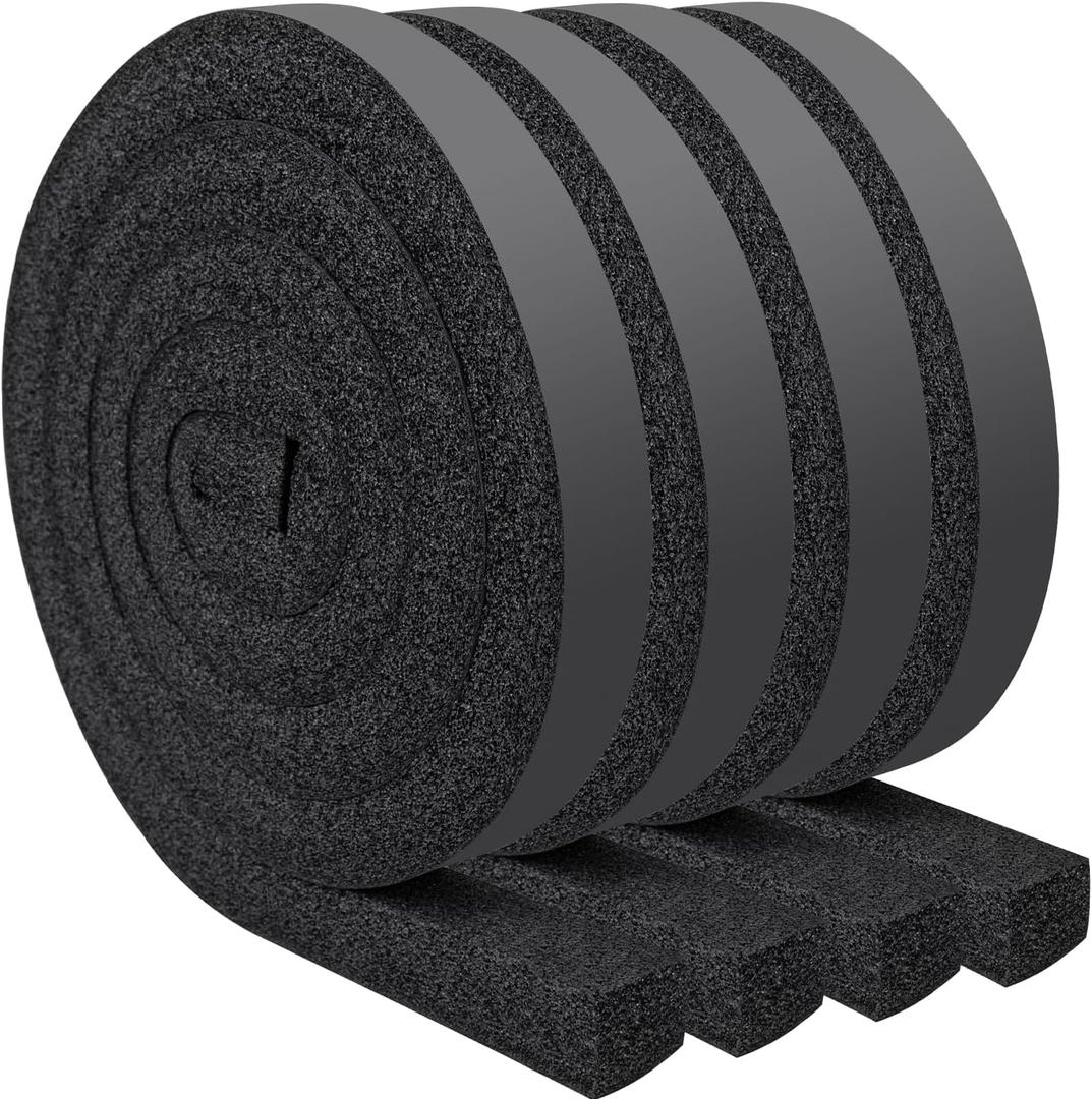 Yotache Open Cell Foam Air Conditioner Insulation Seal Strip 4 Pcs 1"x1", No Glue Thick Foam Weather Seal Strip with High Resilience, Total 26 Feet Long
