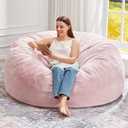 Hobestluk Bean Bag Chairs Giant Beanbag Chair with Filler, Memory Foam Bean Bags with Fluffy & Machine Washable Cover, Bean Bag Chairs for Aduts for Living Room, Bedroom (Pink, 4FT - 44 x 44 x 24)