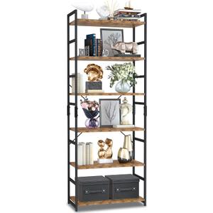 NUMENN 6 Tier Bookshelf, Tall Bookcase Shelf Storage Organizer, Modern Book Shelf for Bedroom, Living Room and Home Office, Vintage
