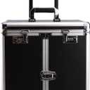Rolling Jewelry Trolley Case with Drawers Sturdy Cases for Travel and Vendor Shows Jewels Sets Display Organizer (Black 2),  20.7"D x 8.86"W x 13.19"H