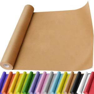 PerkHomy Brown Kraft Paper Roll 17.5" x 600" (50') for Gift Wrapping Bulletin Board Craft Art Bouquet Flower Packing Moving Shipping Floor Covering Table 70GSM 50LB (Brown, 17.5" x 50')