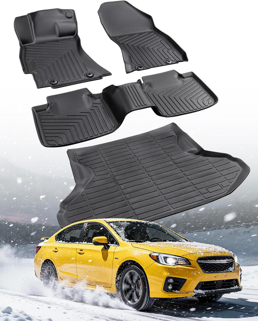 All Weather Guard Floor Mats & Cargo Liner for Subaru Legacy 2015 2016 2017 2018 2019, Non-Slip Waterproof Full Set TPE Front Rear Trunk Mats Custom Fit for Automotive Car Interior Accessories, Black