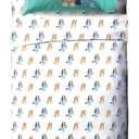 Jay Franco Kids Sheet Set with Fitted, Flat Sheets & Pillow Cover - Ultra-Soft Bedding with Pillowcase for Room Decor, White - Bluey, 3 Piece Twin
