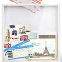 Adventure Archive Box, 12 x 12 Inch Travel Box for Memories, Travel Shadow Box Frame with Slot, Adventure Box, Keepsake Display Case, Perfect for Travel Memento Display Case Travel Decor Gift (White)