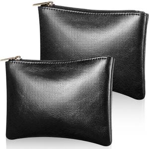 2 Pcs Leather Pouch Bag with Zipper Rolling Storage Case Small Leather Pouch Holder Case for Tool Carrying