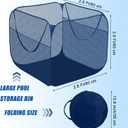 Hahood Pop-up Pool Toy Storage Bin 31 x 31 x 31 Inch Mesh Pool Organizer Bag with 2 Side Pockets for Inflatable Toys, Floats, Beach Balls,Towels and Other Swimming Accessories