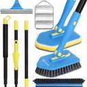 Tile Tub Scrubber Brush with 5 Different Function Cleaning Heads and 51" Extendable Long Handle Non Scratch Shower Scrubber for Cleaning Bathroom Kitchen Toilet Wall Bathtub Sink