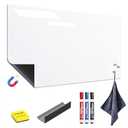 HOMiDEK Large Magnetic Backing Whiteboard: 24x36 Flexible Dry Erase Writing Sheet, Removable White Board for Fridge and Any Iron-containing Surface, Includes Markers, Magnets, Eraser, Cloth, Holder