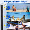 Professional Outdoor Volleyball Net Set with Adjustable Poles & Anti-Sag Design, Portable Volleyball Net Includes Beach Fixed Plate, Scoreboard, Boundary Line and Carry Bag for Backyard Beach Grass, 32x3ft