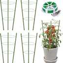 TOCCYARD 4 Pack Plant Support Tomato Cages for Garden, 18 Inches Small Tomato Cages and Supports with Adjustable Rings for Garden Pots, Plant Stakes Tomato Trellis Rings for Climbing Plants