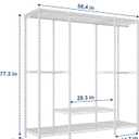 Ulif E3 Heavy Duty Garment Rack, 4 Tiers Freestanding Closet Organizer System with 5 Shelves, Metal Closet Organizer and Storage System for Clothes, Max Load 850lbs, 58.4"W x 15.7"D x 77.3"H, White