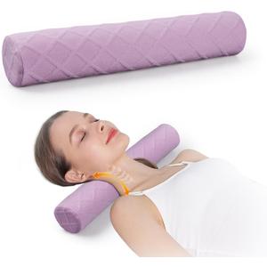 Cozyhealth 3.1" H Small Cervical Roll Pillow, Medium Soft Memory Foam Neck Round Pillow Cylinder Bolster Pillow for Sleeping, Round Neck Support for Bed, Legs, Back and Yoga (Purple, Small - 3.1" H)