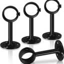 TOKPLNU Ceiling Curtain Rod Brackets, Heavy Duty Holders, Black 4 Pack Hooks Hangers for 1 1/4-Inch Drape Poles