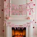 4 x 13ft Velvet Bow Garland with String Lights Velvet Bow Garland Banner Valentines Galentines Indoor Decor for Wedding Holiday Party Wall Home Front Door(Pink)